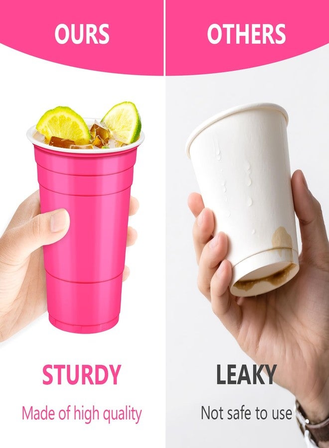 LANLISA 100Pcs Pink and Hot Pink Plastic Cups, 16 oz Disposable Cups For Birthday Party Decorations - Image 4