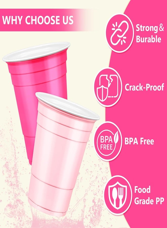 LANLISA 100Pcs Pink and Hot Pink Plastic Cups, 16 oz Disposable Cups For Birthday Party Decorations - Image 5