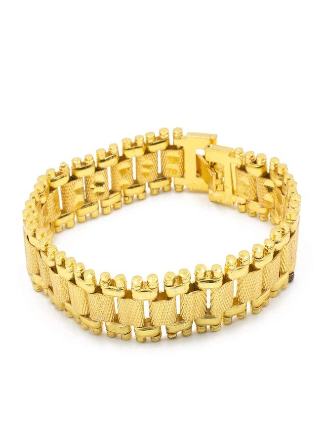 SKAB® Alloy Brass Gold Plated Sachin/Rakhi Bracelets For Men & Boys | Fashion Bracelet |Brass Gold Plated Type Bracelet| Accessories Jewellery | Birthday & Anniversary Gift (Set Of 1) - Image 1