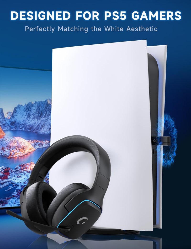 Gvyugke 2.4GHz Wireless Gaming Headsets for PS5, PS4, PC, Switch - Bluetooth 5.3 Gaming Headphones with Noise Canceling Mic, 7.1 Surround Sound, 70H Battery, Blue Lighting - Black - Image 2