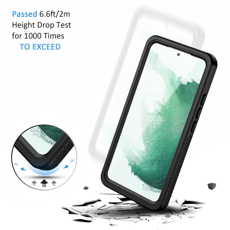 Lanhiem for Samsung Galaxy S22+ Plus Case, IP68 Waterproof Dustproof Case with Built-in Screen Protector, Heavy Duty Full Body Protective Phone Case for Samsung S22 Plus 5G, Black/Clear - Image 5