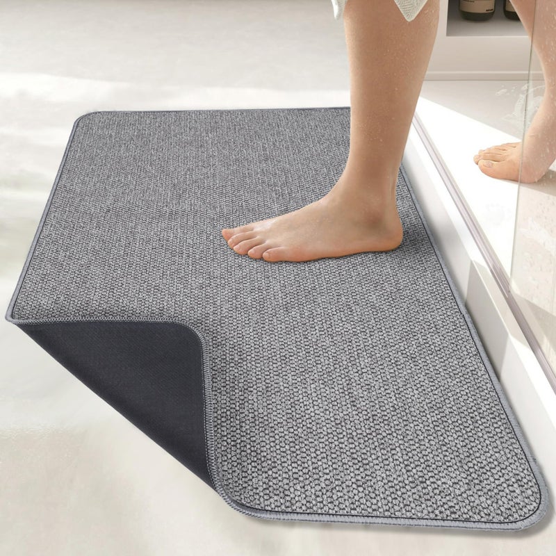 Bath MatUltra Thin Bathroom RugsRubber Bath Mats for BathroomNo Slip Bath RugsQuick DryMachine WashableLow PileAbsorbentShower OutsideSinkHome Decor AccessoriesGrey18x2820x32inch