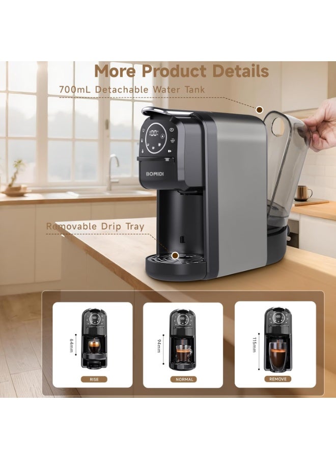 BOMIDI 3-IN-1 Capsule Coffee Machine, 20 Bar High Pressure with Adjustable Temperature 55-100°C, 700mL Detachable Water Tank, Smart LED Display, Compact for Home, Office & Travel - Image 5