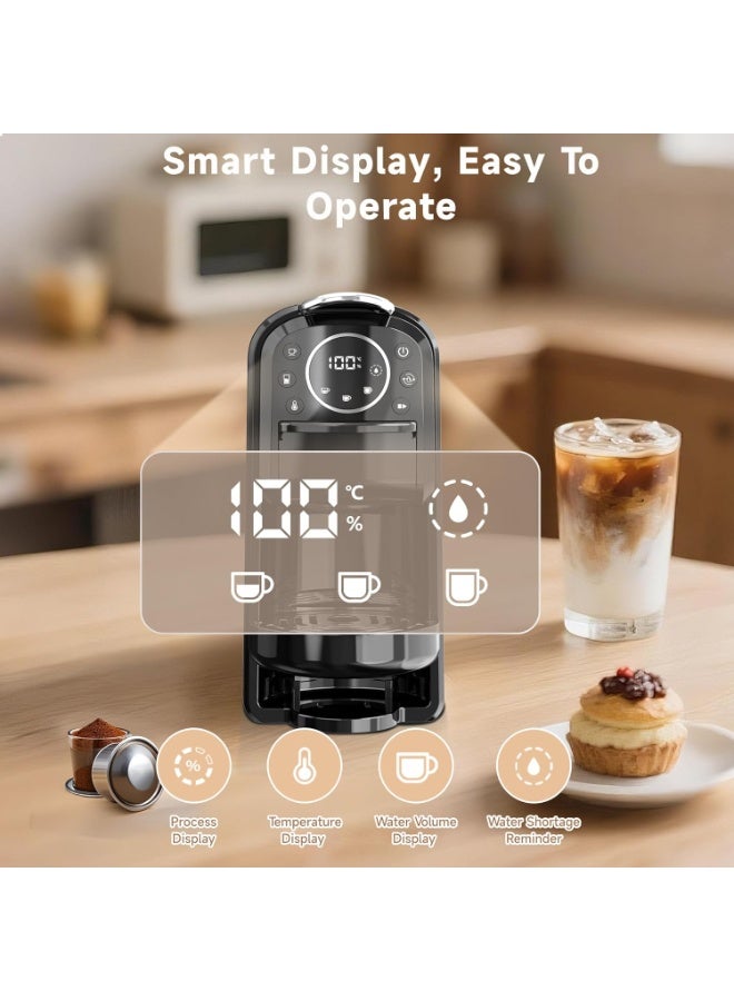 BOMIDI 3-IN-1 Capsule Coffee Machine, 20 Bar High Pressure with Adjustable Temperature 55-100°C, 700mL Detachable Water Tank, Smart LED Display, Compact for Home, Office & Travel - Image 3