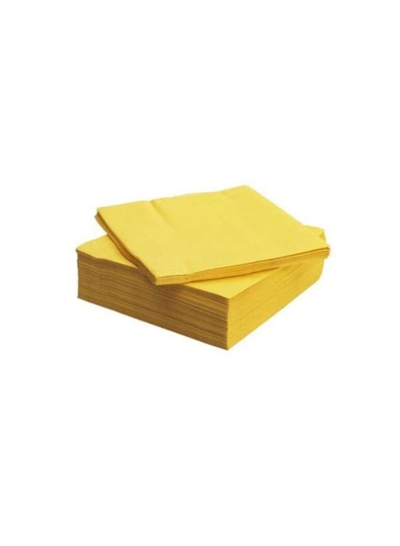 SNH Packing Cocktail Paper Napkins Yellow 2 Ply 33x33cm Size - Beverage Bar Napkins Linen Like Square Napkins Eco Friendly & Compostable Everyday Use, Party or Wedding 50 Pieces. - Image 3