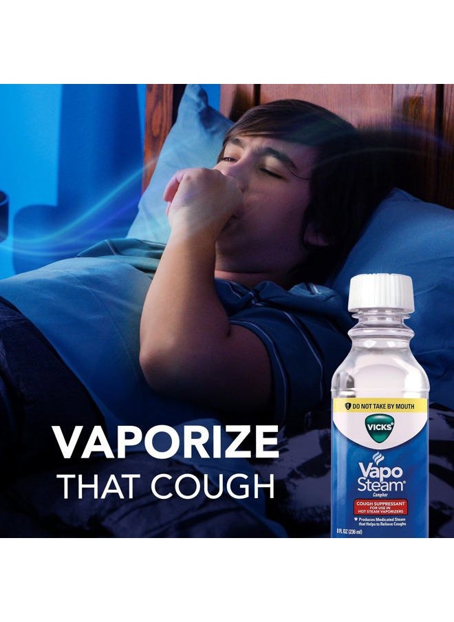Vicks - VapoSteam Medicated Liquid with Camphor, a Cough Suppressant, Helps Relieve Coughing, for Use in Vicks Vaporizers and Humidifiers, FSA and HSA Eligible, 8 Oz - Image 1