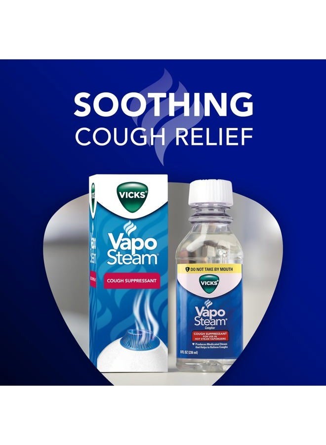 Vicks VapoSteam Medicated Liquid with Camphor, a Cough Suppressant, Helps Relieve Coughing, for Use in Vicks Vaporizers and Humidifiers, FSA and HSA Eligible, 8 Oz - Image 3