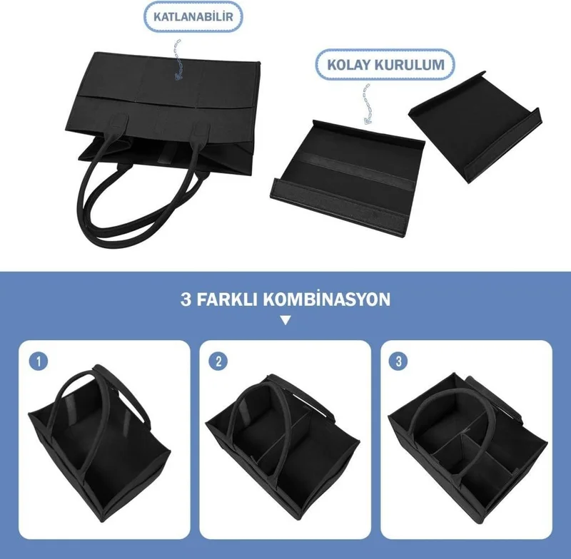 Magic Lady Foldable Portable Felt Organizer Bag Black Color