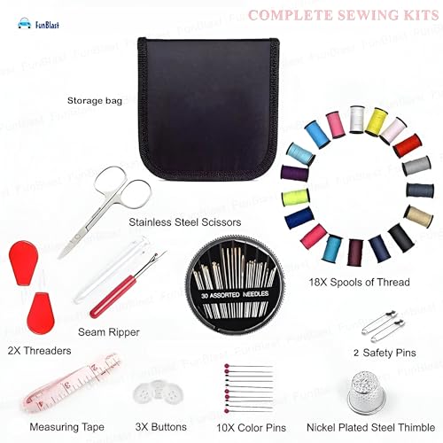 FunBlast 67 Pcs Sewing Kit, Needle and Thread Box, Small & Portable Travel Sewing Kits Box, Tailoring Accessories, Emergency Stitching Kit, Travel Sewing Box, Stitching Items Box for Home, Ladies - Image 2