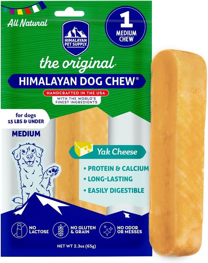Himalayan Dog Chew Treats with Yak Cheese for Dogs 35 lbs and Under - Medium Size - Image 1