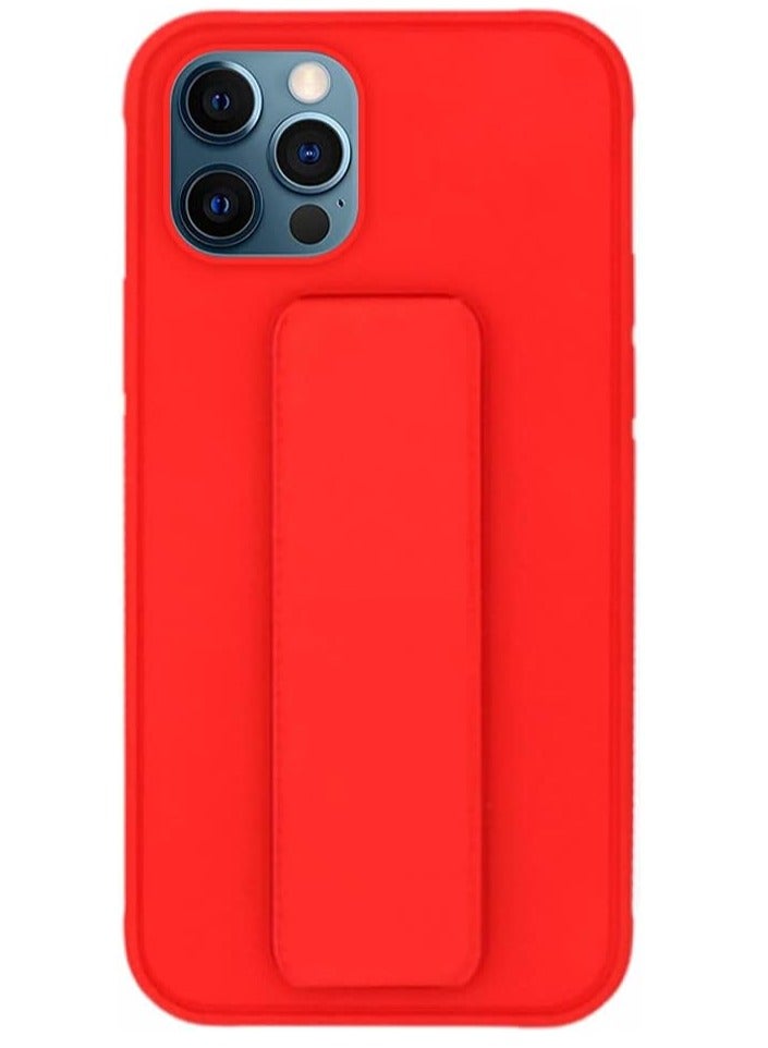 MIGOFAST iPhone 12/12 Pro, Finger Grip Phone holder Case Car Magnetic Multi-function 3 in 1 Shockproof Back Cover Protective Case (iPhone 12/12 Pro Red - Image 1