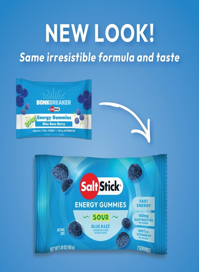 SaltStick Energy Gummies with Electrolytes, Sour Blue Razz, Easy to Chew Electrolyte Gummy, Energy Chews that Taste Great. 10 Packs, 80 Gummies - Image 2