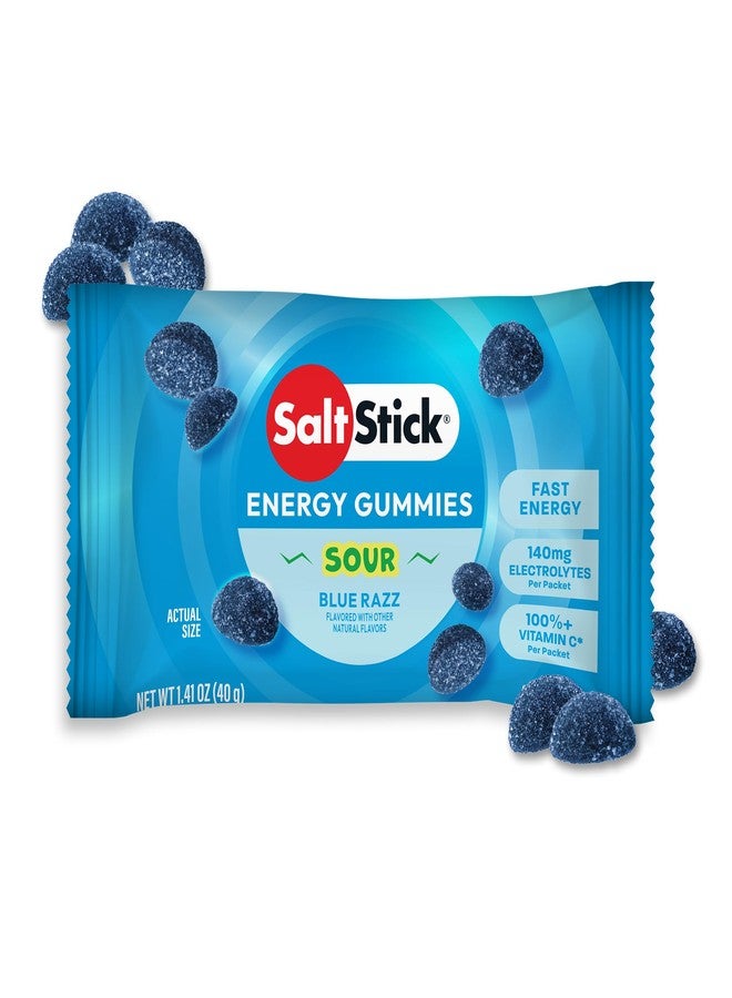 SaltStick Energy Gummies with Electrolytes, Sour Blue Razz, Easy to Chew Electrolyte Gummy, Energy Chews that Taste Great. 10 Packs, 80 Gummies - Image 1