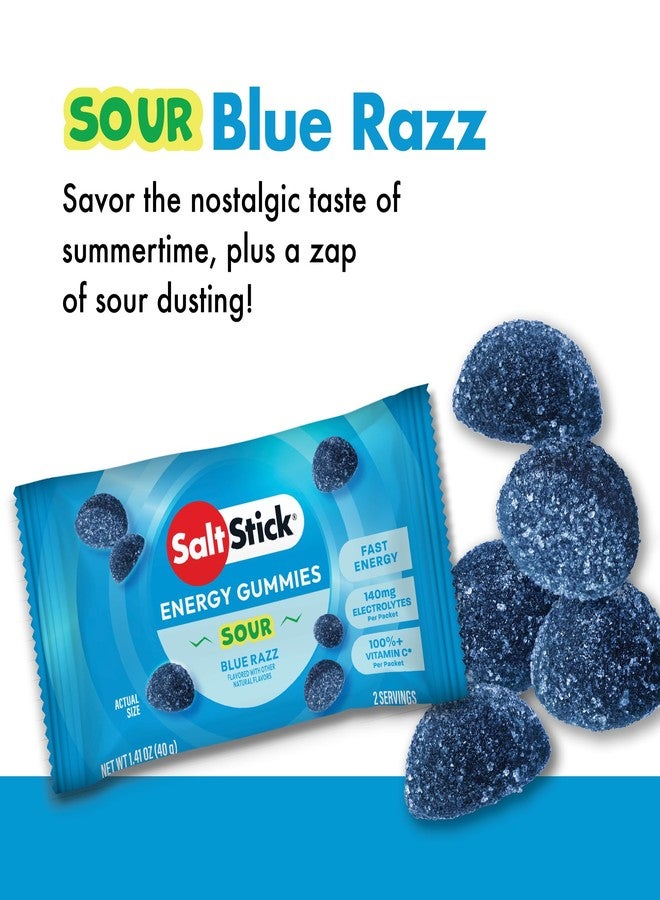 SaltStick Energy Gummies with Electrolytes, Sour Blue Razz, Easy to Chew Electrolyte Gummy, Energy Chews that Taste Great. 10 Packs, 80 Gummies - Image 3