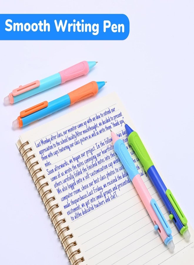 Temiary 8 Pcs Aesthetic Retractable Erasable Gel Pens & 10 Pcs Extra Refills, Ink Pen with Eraser, 0.5 mm Fine Point Smooth Writing for Students School Office Supplies (Blue Ink) - Image 5