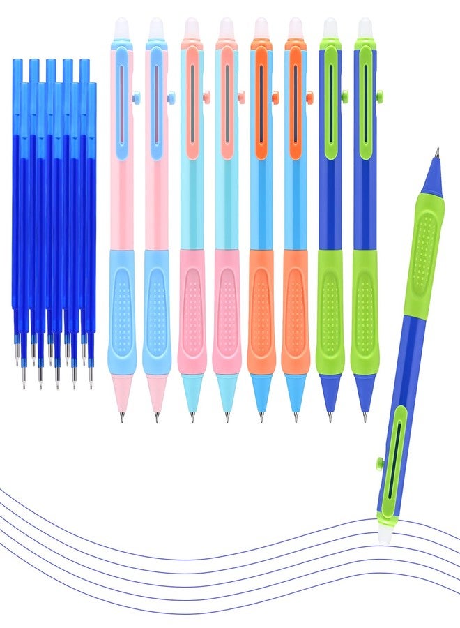 Temiary 8 Pcs Aesthetic Retractable Erasable Gel Pens & 10 Pcs Extra Refills, Ink Pen with Eraser, 0.5 mm Fine Point Smooth Writing for Students School Office Supplies (Blue Ink) - Image 1