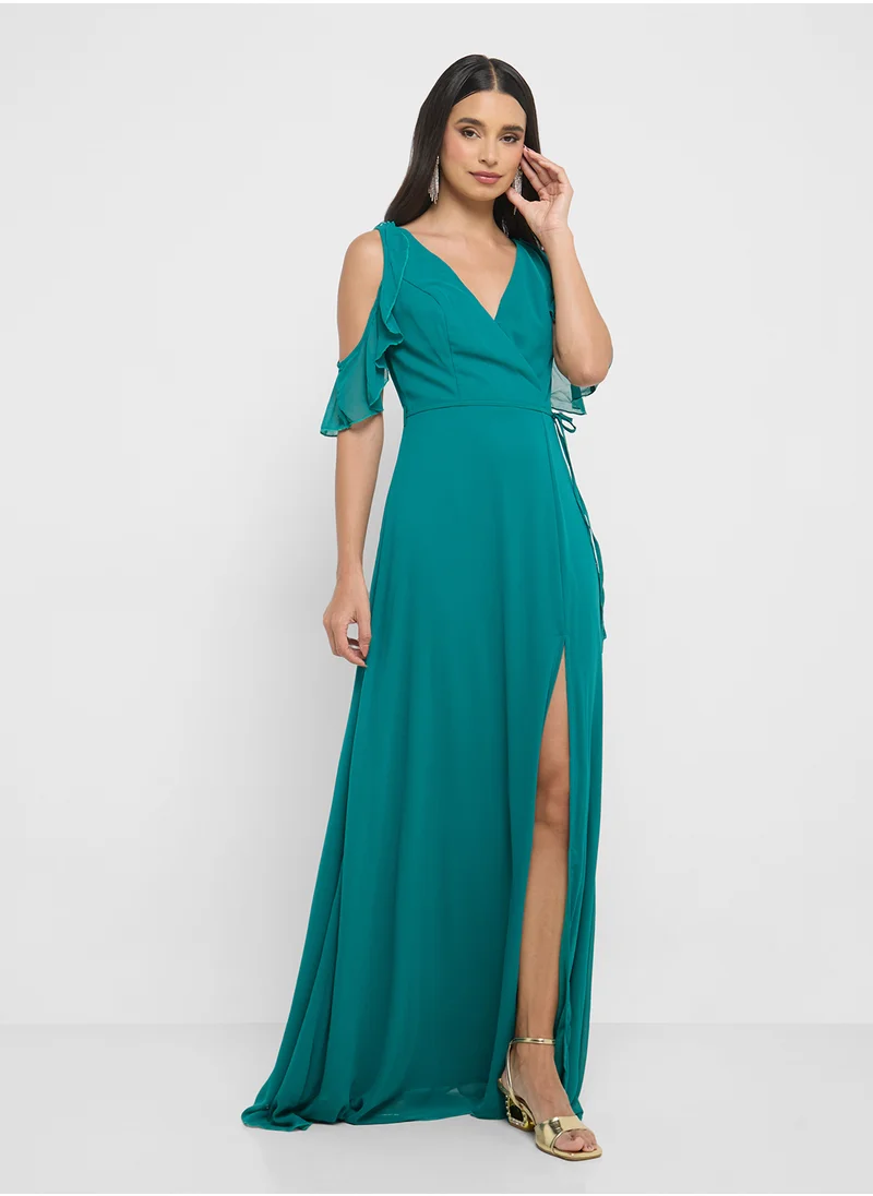 ELLA Cold Shoulder Dress With Slit