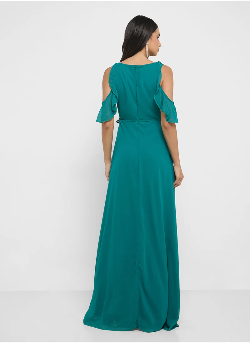 ELLA Cold Shoulder Dress With Slit