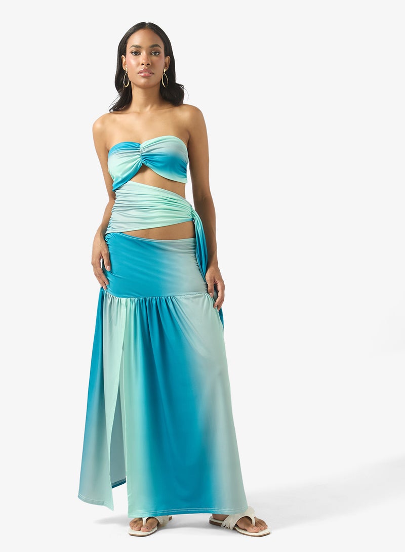 Soleira Ombre Bikini Set With Beach Skirt - Image 1