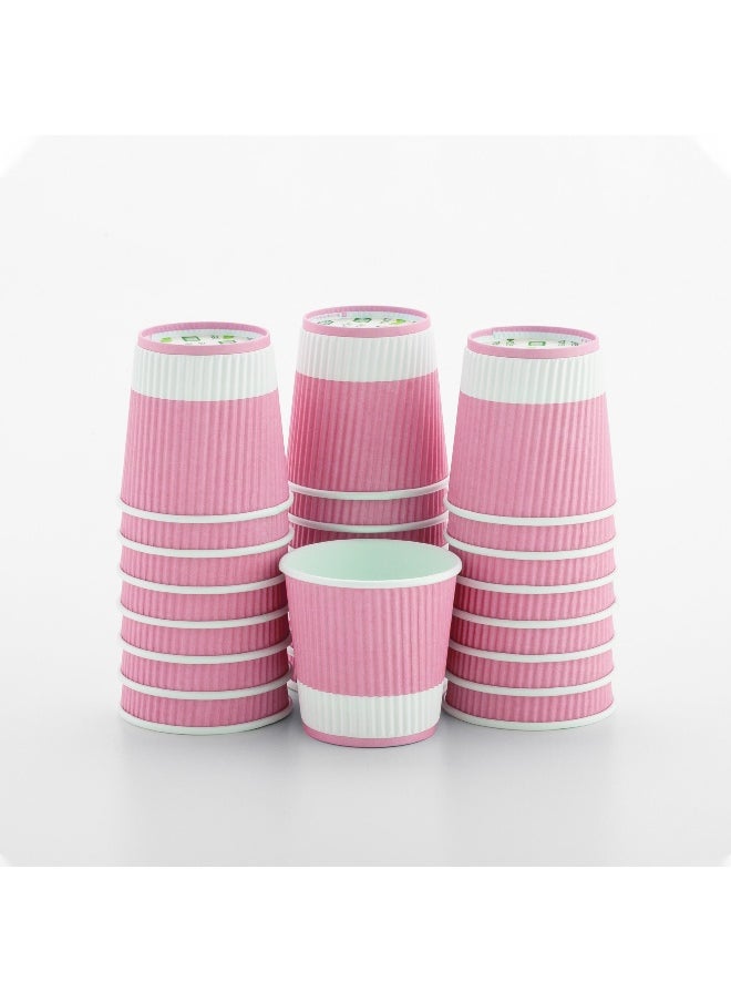 Restaurantware Restaurantware 4 Ounce Ripple Insulated Coffee Cups, 500 Double Wall Corrugated Tumblers, Leakproof, Non-Slip Light Pink Paper Design, Recyclable, Ribbed Surface, Matching Lids Sold Separately  - Image 1