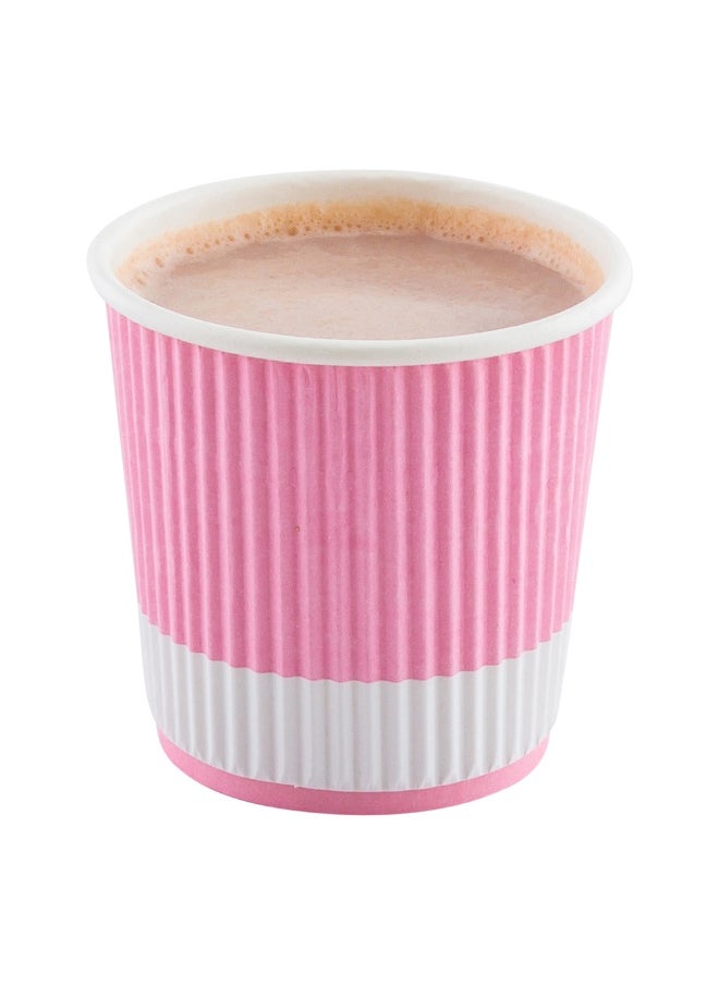 Restaurantware Restaurantware 4 Ounce Ripple Insulated Coffee Cups, 500 Double Wall Corrugated Tumblers, Leakproof, Non-Slip Light Pink Paper Design, Recyclable, Ribbed Surface, Matching Lids Sold Separately  - Image 2