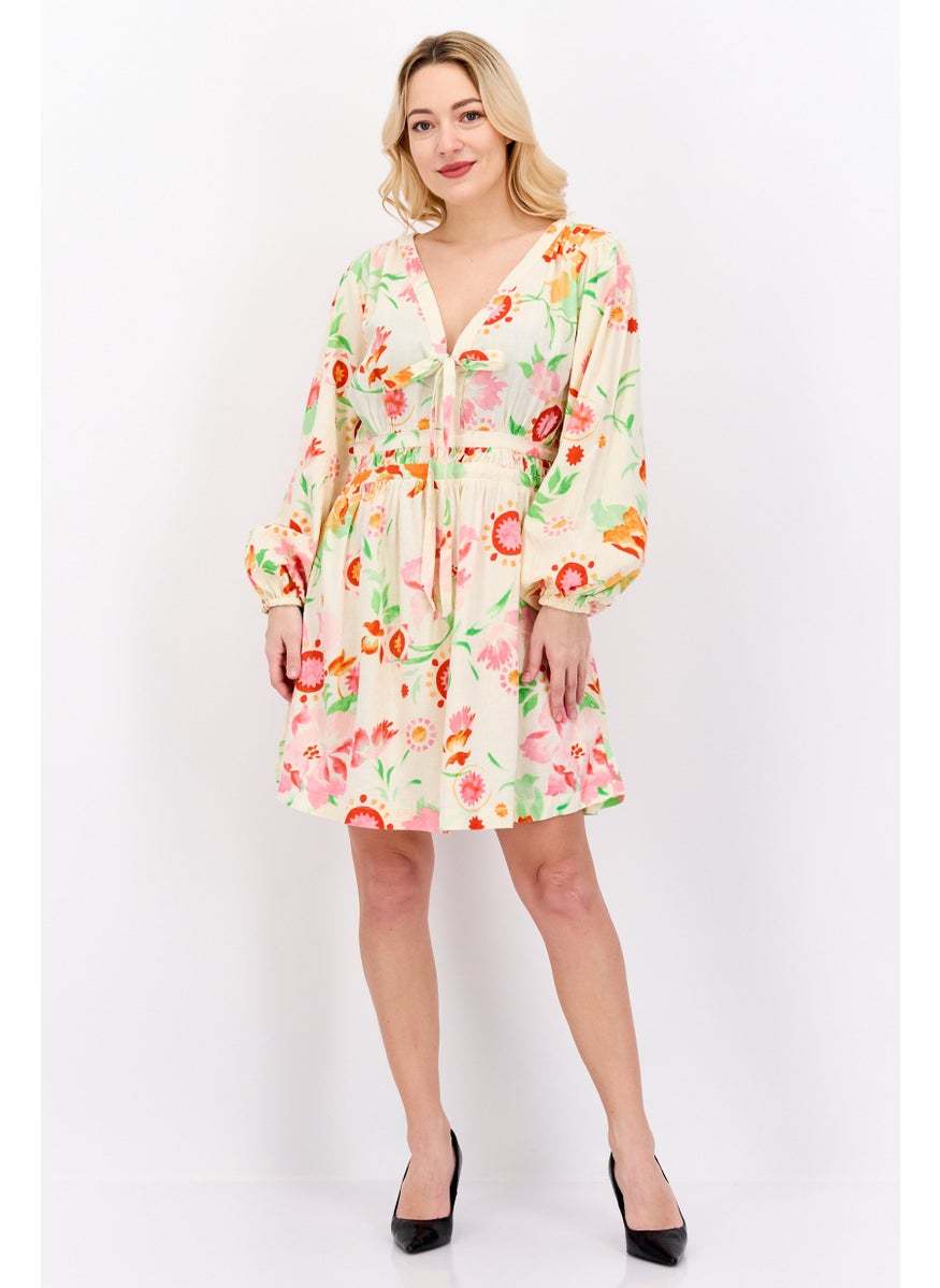 RIVER ISLAND Women Floral Mini Dress, Cream Combo  - Image 4