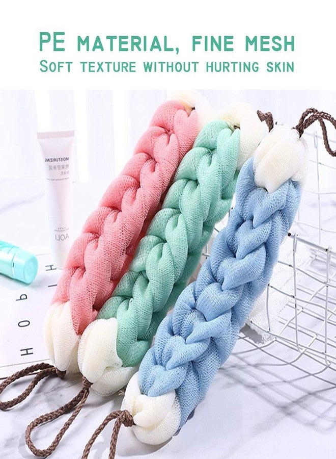 AARainbow 4 Packs Long Stretch Back Sponge with Rope Handles Back Scrubber Body Sponges for Bathing, Bath Shower Mesh Sponge Body Deep Cleaning for Men & Women (Blue+Grey+Green+Pink) - Image 4