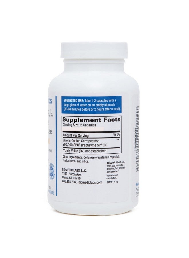 Biomedic Labs RX Serrarx 260000 Su Serrapeptase Enteric Coated Proteolytic Systemic Enzyme Nongmo Gluten Free Vegan Supports Sinus Immune & Lung Health 60 Veg Capsules - Image 3