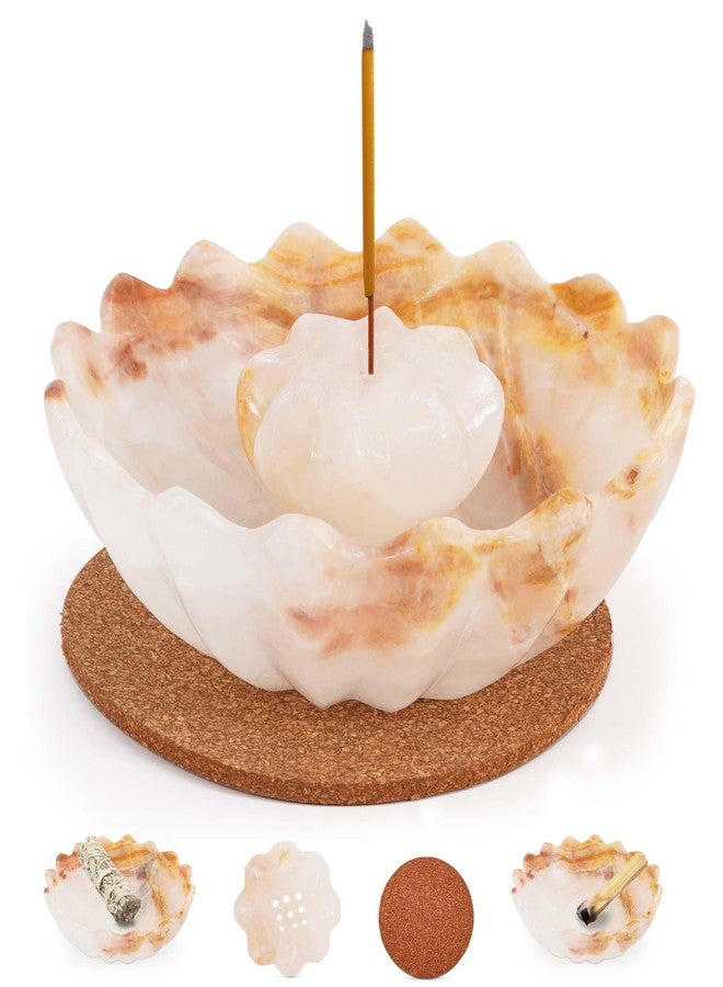 Radicaln Marble Incense Holder for Stick 5.5" Inches White Onyx Handmade Incense Ashtray with 9 Incense Holes - Modern Incenses Burner for Home Décor - Image 1