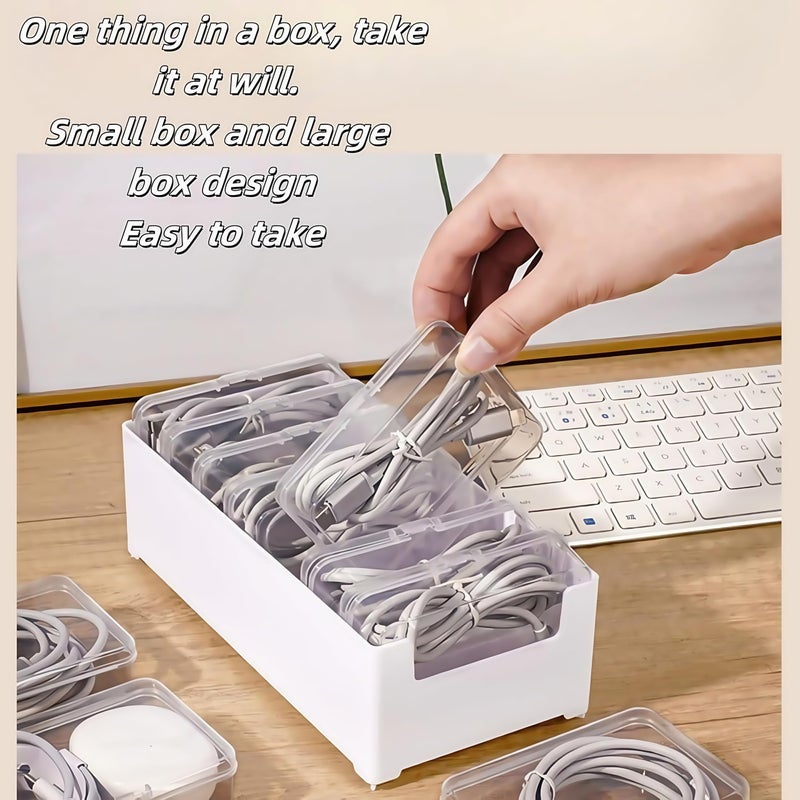 Seodon 11 Box Cable Organizer Storage Box, Desktop Cable Management with Switch, Power Cord Organizer for Office,Home,Desk Accessories Storage Stationery Supplies and Accessoriesï¼ˆWhiteï¼‰ - Image 4