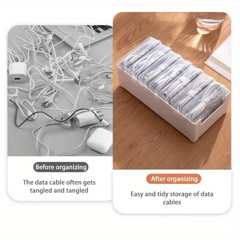 Seodon 11 Box Cable Organizer Storage Box, Desktop Cable Management with Switch, Power Cord Organizer for Office,Home,Desk Accessories Storage Stationery Supplies and Accessoriesï¼ˆWhiteï¼‰ - Image 2