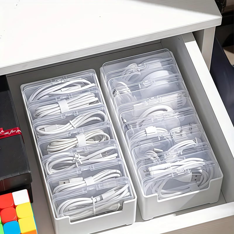 Seodon 11 Box Cable Organizer Storage Box, Desktop Cable Management with Switch, Power Cord Organizer for Office,Home,Desk Accessories Storage Stationery Supplies and Accessoriesï¼ˆWhiteï¼‰ - Image 5