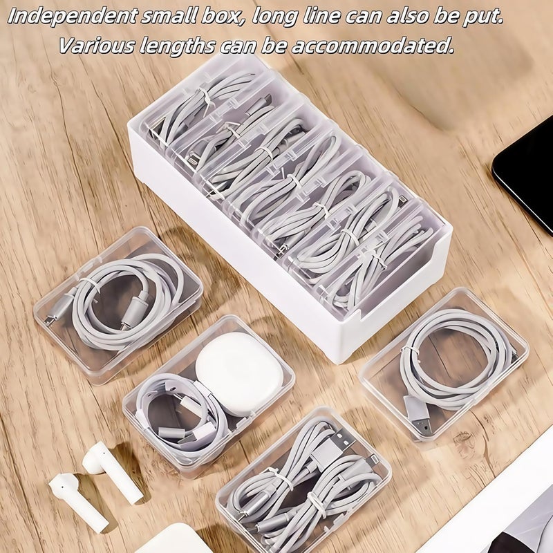 Seodon 11 Box Cable Organizer Storage Box, Desktop Cable Management with Switch, Power Cord Organizer for Office,Home,Desk Accessories Storage Stationery Supplies and Accessoriesï¼ˆWhiteï¼‰ - Image 3