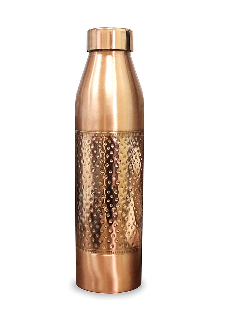 BLACKSTONE 1000ML Pure Copper Water Bottle with Hammered Texture for Daily Hydration and Ayurvedic Wellness Leak Proof Reusable Metal Drinking Flask for Sports Yoga Gym - Image 1