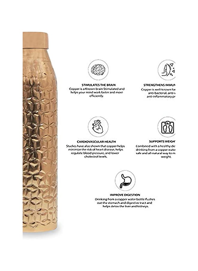 BLACKSTONE 1000ML Pure Copper Water Bottle with Hammered Texture for Daily Hydration and Ayurvedic Wellness Leak Proof Reusable Metal Drinking Flask for Sports Yoga Gym - Image 3