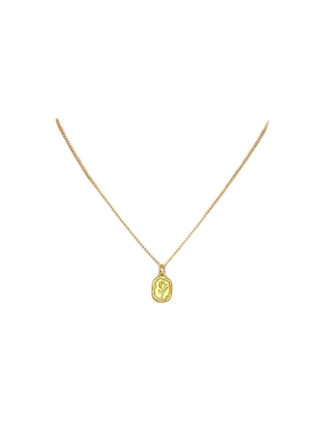 stainless steel Golden Plated Tulip Flower Pendant Necklace,  Vermeil - Image 3