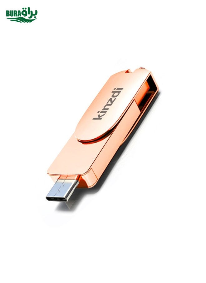 براق Kinzdi 256gb USB 3.0 + Type-C 3.0 واجهة المعادن Twister Disk V11 (Rose Gold)  - Image 1