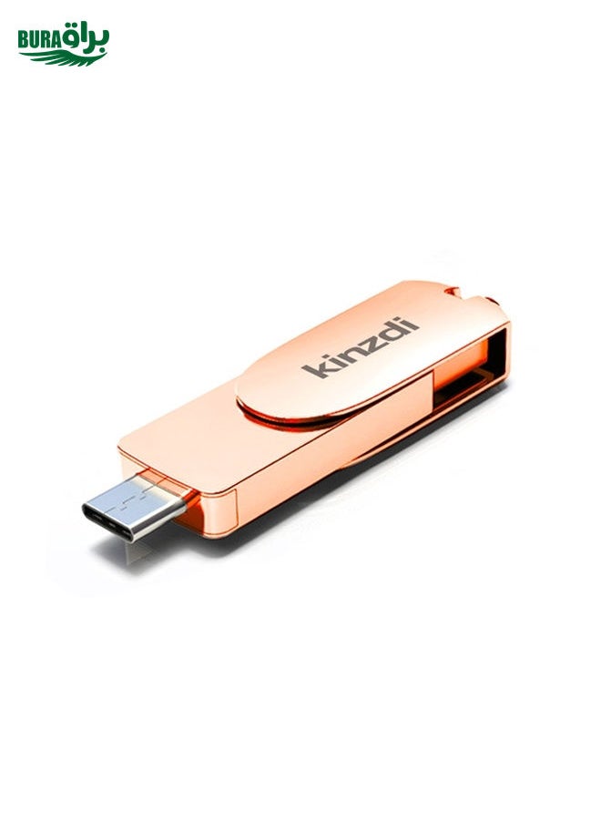 براق Kinzdi 256gb USB 3.0 + Type-C 3.0 واجهة المعادن Twister Disk V11 (Rose Gold)  - Image 2
