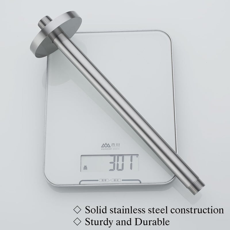 Random Brushed Nickel Shower Arm with Flange 12 Inches Ceiling Mount Shower Head Extension Straight Arm Ceiling-Mounted For Fixed Shower Head.RD-91038-12BN - Image 3