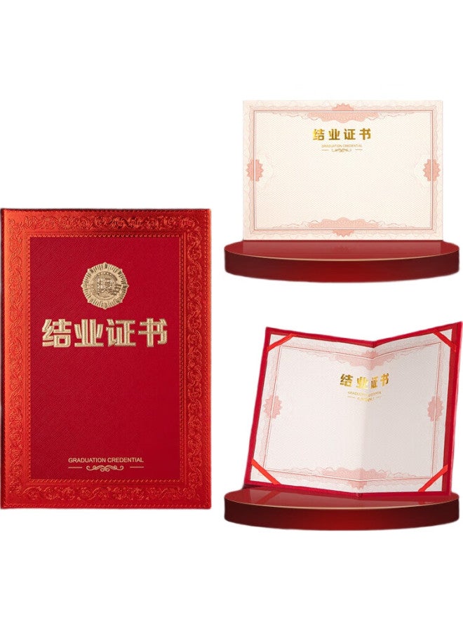 Tianshun A4 Graduation Certificate With Leather Texture, Gold Foil Cover, Customized Training Graduation Authorization Design, A4 Inner Pages, Graduation Medal Style, Large 12K Size, 10 Books, With 20 A4 Inner Pages Included - Image 1