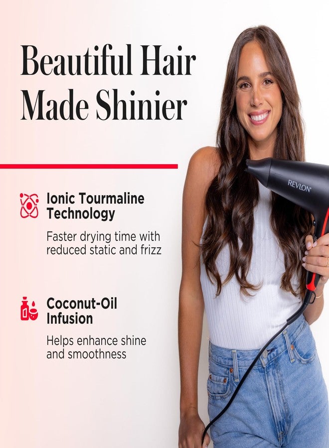 REVLON SmoothStay Coconut Oil Infused Hair Dryer with Diffuser & Concentrator - Ionic Ceramic Blow Dryer for Frizz Control, Shine, Smoothness & Volume, 1875W Lightweight Salon-Quality - Image 3