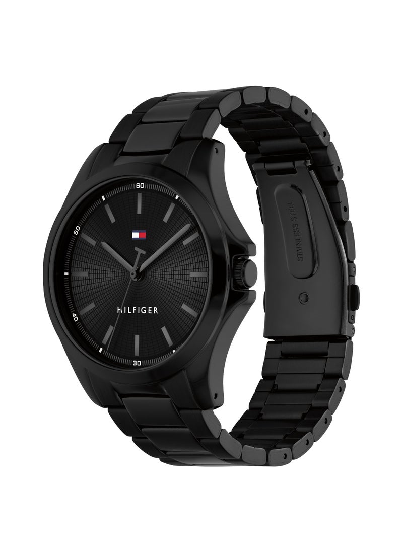 TOMMY HILFIGER - TOMMY HILFIGER ROUND ANALOG MEN'S BLACK CASE WATCH - 1710680 - Image 1
