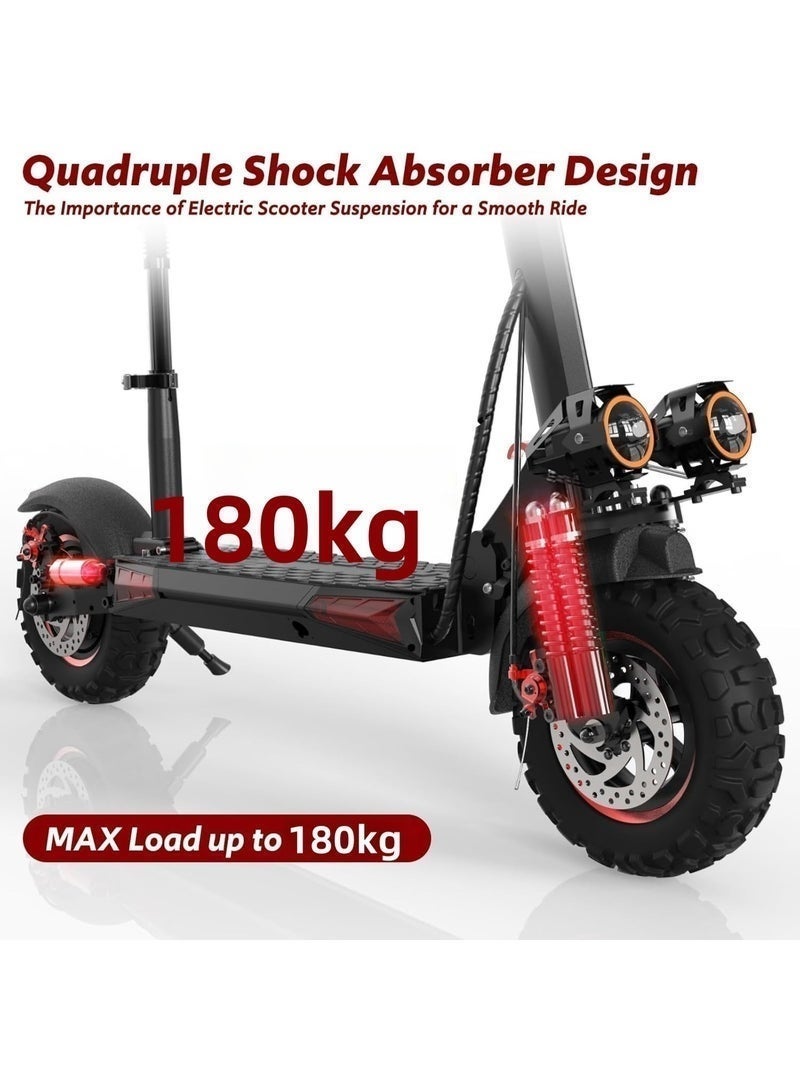 Favarey Off Road Electric Scooter Adults with Seat - 500W Motor 30-60 km Long Range 35km Fast Electric Scooters10" Off-Road Escooter 48V/13AH Battery Foldable E-Scooter with Suspensions & Side Light - Image 2