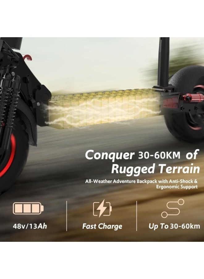 Favarey Off Road Electric Scooter Adults with Seat - 500W Motor 30-60 km Long Range 35km Fast Electric Scooters10" Off-Road Escooter 48V/13AH Battery Foldable E-Scooter with Suspensions & Side Light - Image 3