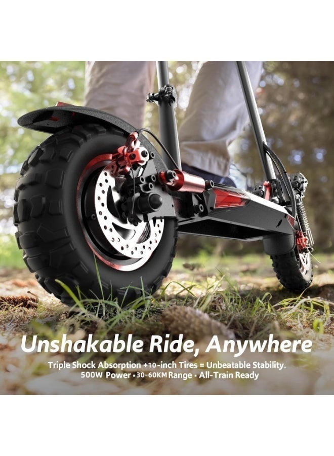 Favarey Off Road Electric Scooter Adults with Seat - 500W Motor 30-60 km Long Range 35km Fast Electric Scooters10" Off-Road Escooter 48V/13AH Battery Foldable E-Scooter with Suspensions & Side Light - Image 5