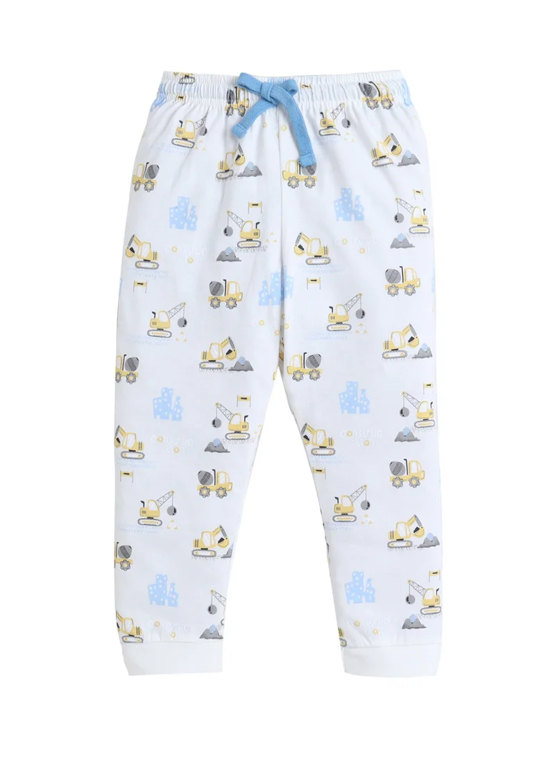 Victor And Jane  Boys Construction Print Cotton Pajama Set – T-Shirt & Full Pants Nightwear for Men | Best Price UAE