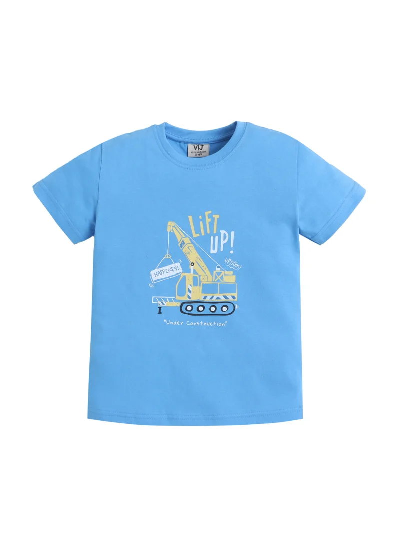 Victor And Jane  Boys Construction Print Cotton Pajama Set – T-Shirt & Full Pants Nightwear for Men | Best Price UAE