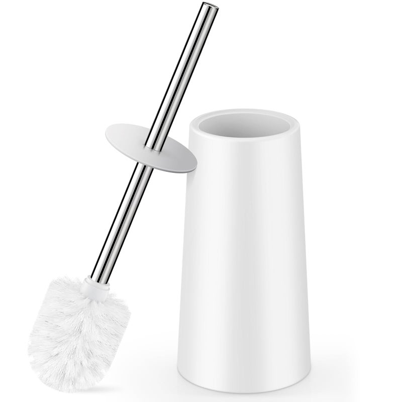 Toilet Brush and Holder Toilet Brush with 304 Stainless Steel Long Handle Toilet Bowl Brush for Bathroom ToiletElegantCleaningBristlesWhite