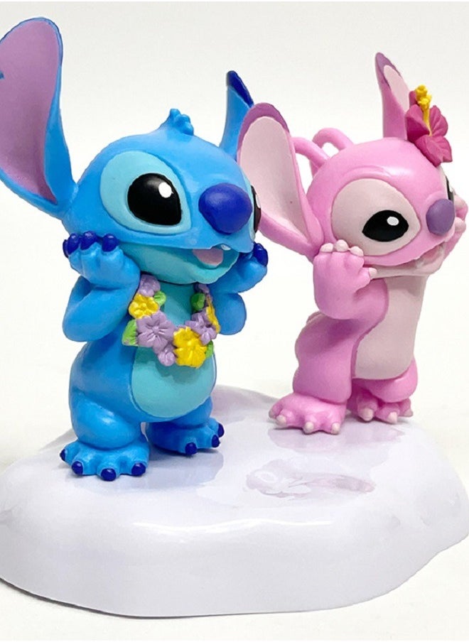 HALAMODO Stitch 2-Pieces Standing Cute Toy Figure, Desk Ornament, Birthday Gift for Boys and Girls，13 cm  - Image 2