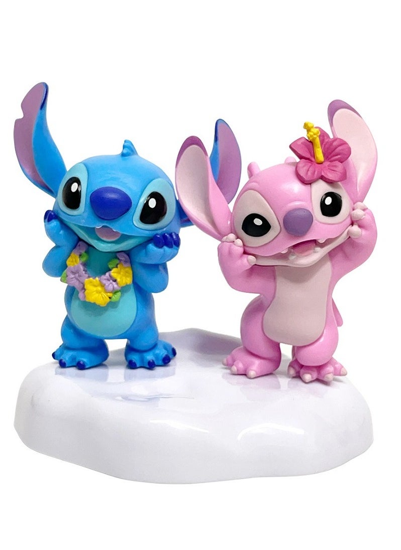 HALAMODO Stitch 2-Pieces Standing Cute Toy Figure, Desk Ornament, Birthday Gift for Boys and Girls，13 cm  - Image 1